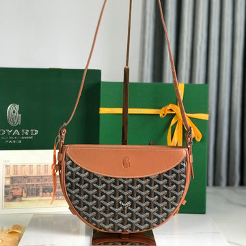 HIRONDELLE BAG 25 IN TAN LAMBSKIN AND BLACK GOYARDINE CANVAS House Of Sarah Bags