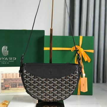 HIRONDELLE BAG 25 IN BLACK LAMBSKIN AND GOYARDINE CANVAS House Of Sarah