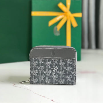 MATIGNON MINI WALLET 11 IN GRAY GOYARDINE CANVAS AND CALFSKIN House Of Sarah