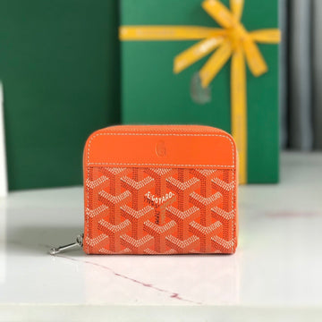MATIGNON MINI WALLET 11 IN ORANGE GOYARDINE CANVAS AND CALFSKIN House Of Sarah