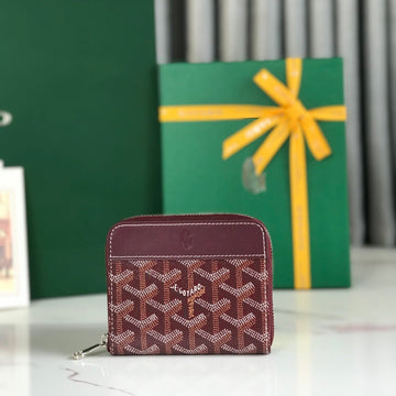 MATIGNON MINI WALLET 11 IN WINE RED GOYARDINE CANVAS AND CALFSKIN House Of Sarah