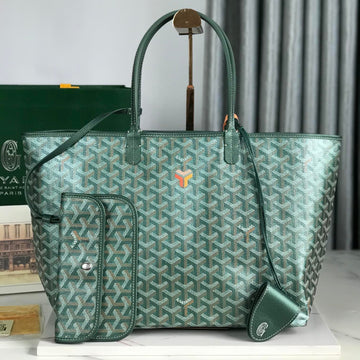 SAINT LOUIS PM 34 IN GREEN GOYARDINE CANVAS AND CALFSKIN by House Of Sarah