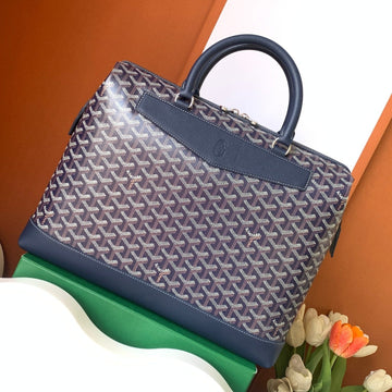CISALPIN DOCUMENT CASE 39 IN NAVY BLUE GOYARDINE CANVAS AND CALFSKIN House Of Sarah