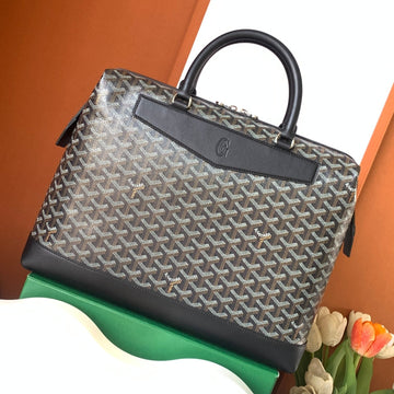 CISALPIN DOCUMENT CASE 39 IN BLACK GOYARDINE CANVAS AND CALFSKIN House Of Sarah