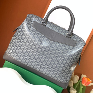 CISALPIN DOCUMENT CASE 39 IN GRAY GOYARDINE CANVAS AND CALFSKIN by House Of Sarah