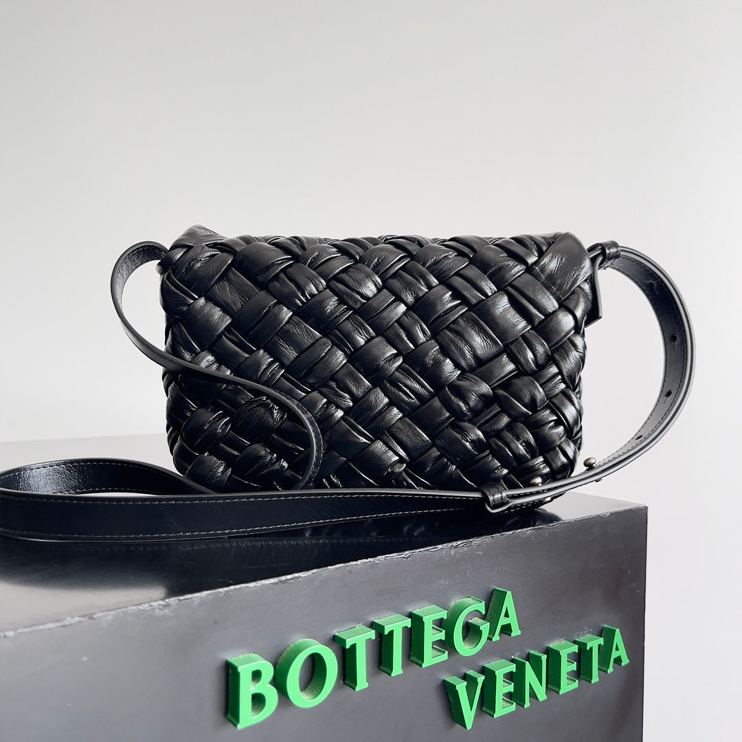 BV Small Rumple Messenger 21 Black Lambskin Shw by House Of Sarah
