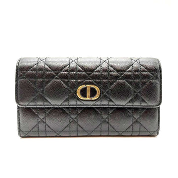 Dior Leather Caro Orchid Long Wallet Black