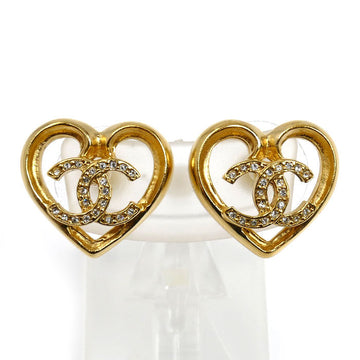 Chanel Coco Mark Strass Heart Earrings