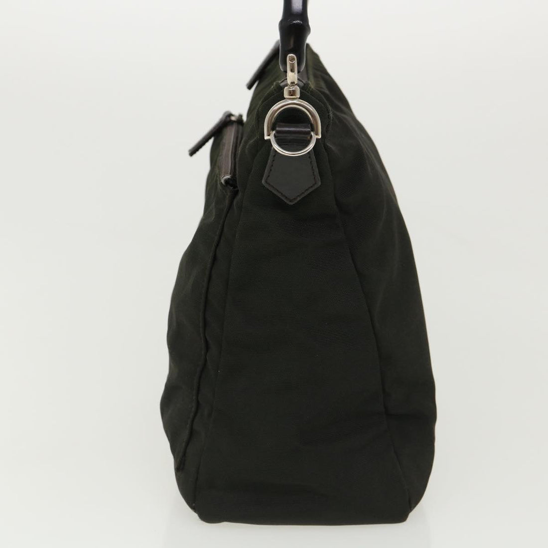GUCCI Bamboo Shoulder Bag Nylon 2way Khaki 00005092122  ki2191
