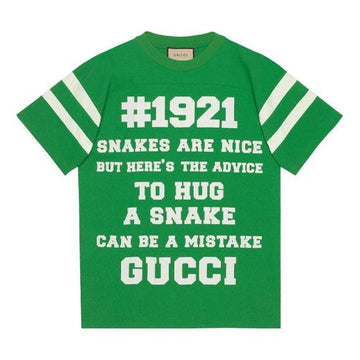 GUCCI SS21 1921 Series To Hug a Snake Alphabet Printing Short Sleeve Green 655459-XJDJP-3521