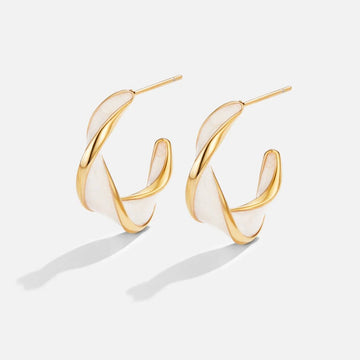 Mother of Pearl Twist Hoop Earrings
