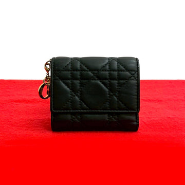 Christian Dior Lady Dior Lotus Wallet Leather Trifold Wallet