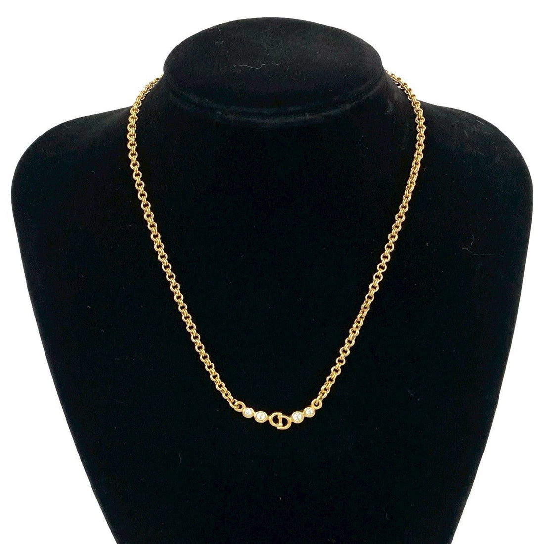 Christian Dior CD Logo Rhinestone Necklace