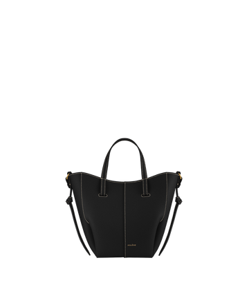 Cyme Tote Nano - Textured Black with Ecru Stitching