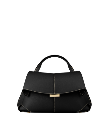 Mokki Mini - Textured Black with Ecru Stitching