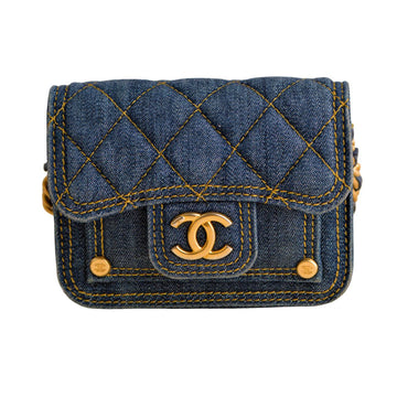 Chanel 23S Denim Quilted  Holder Shoulder Bag