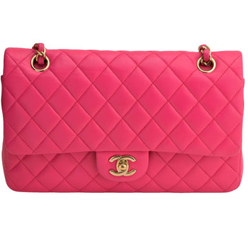 Chanel Lambskin Fuchsia Quilted Medium Classic Double Flap Bag