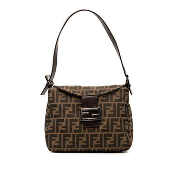 Fendi Mamma Baguette Zucca Canvas Leather Handbag