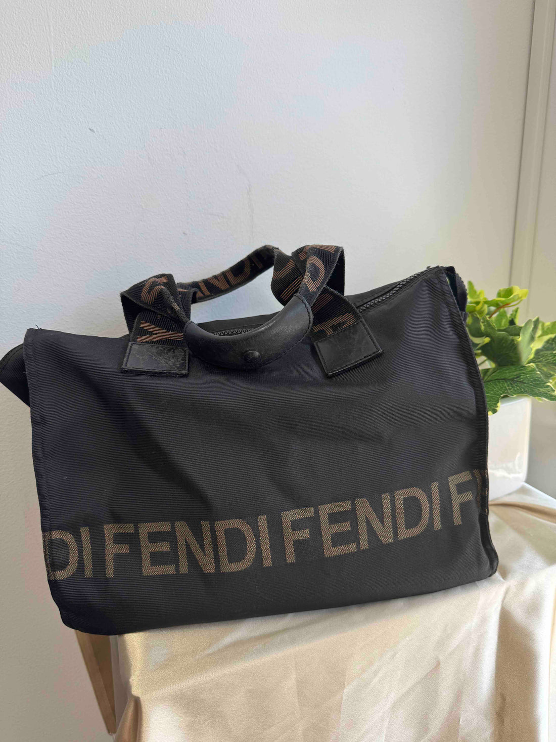 FENDI   Tote Bag in Black Nylon with Fendi Logo