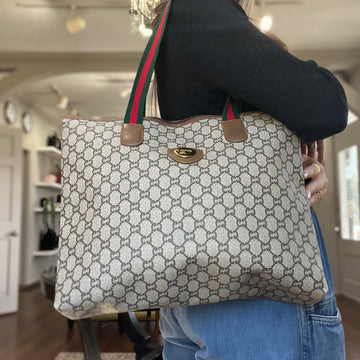 Gucci GG Plus Top Zip Web Tote