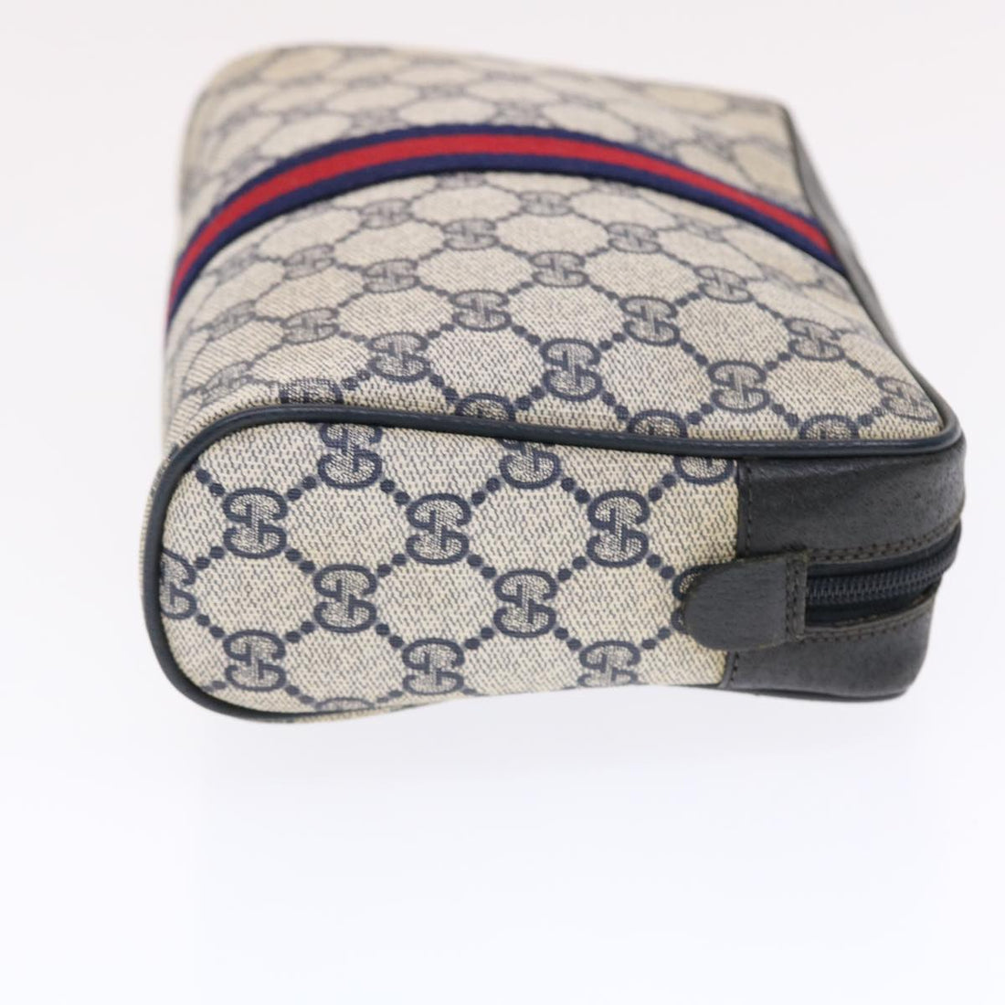 GUCCI GG Canvas Sherry Line Clutch Bag Gray Red Navy 14?E014?E3553  tb799