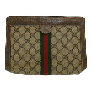 GUCCI GG Canvas Web Sherry Line Clutch Bag Beige Green Red  th2821
