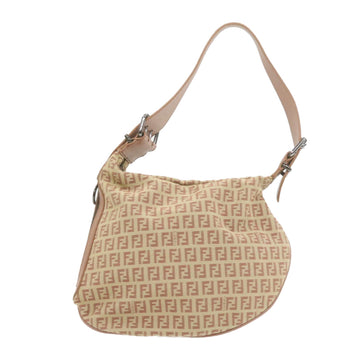 FENDI Zucchino Canvas Shoulder Bag Pink Beige  am308b