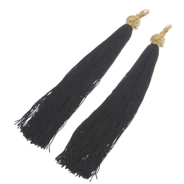 Saint Laurent Long Tassel Earrings Gold Black