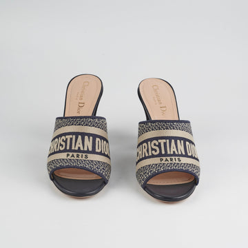 Dior Dway Navy Heeled Slides 37.5