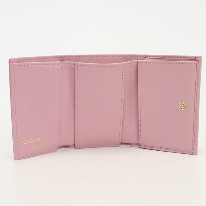 CHANEL A84401 Tri-fold wallet Classic Small flap wallet.Compact Wallet lambskin pink Women