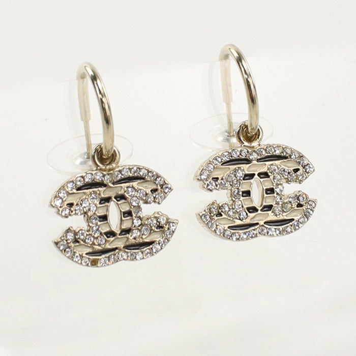 CHANEL Rhinestone Pierce COCO Mark metal gold Women