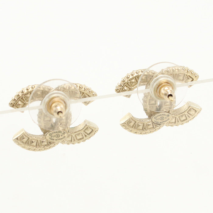 CHANEL Pierce Rhinestone Pierce COCO Mark Stand Pierce plating clear Women