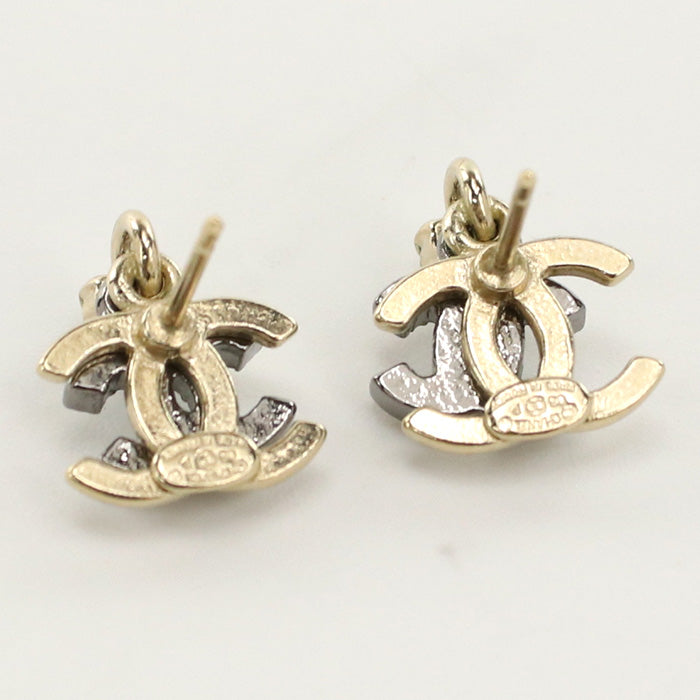 CHANEL Pierce Rhinestone Pierce COCO Mark Stand Pierce metal clear Women