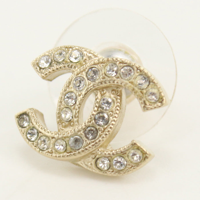 CHANEL Pierce Rhinestone Pierce COCO Mark Stand Pierce metal Clear Women