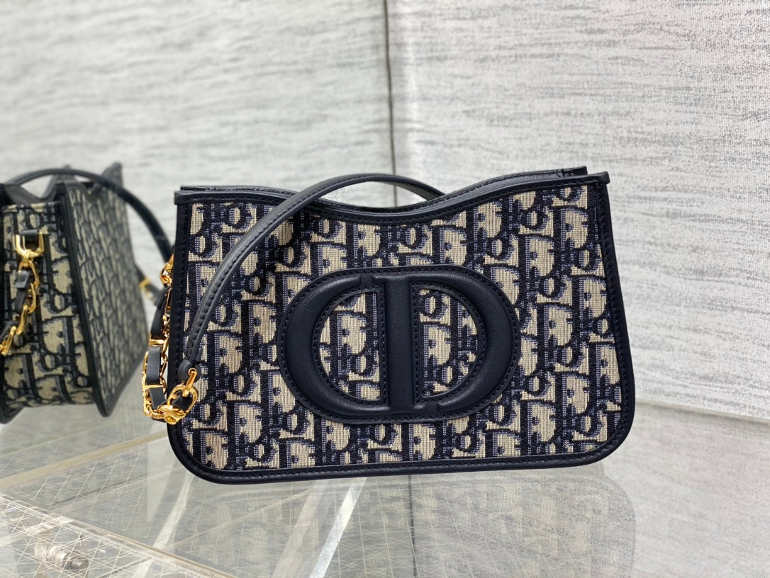 CD SIGNATURE HOBO 23.5CM BLUE OBLIQUE EMBROIDERY House Of Sarah Bags