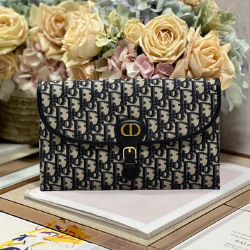 CD BOHouse Of SarahY 27CM BLUE OBLIQUE EMBROIDERY House Of Sarah Bags