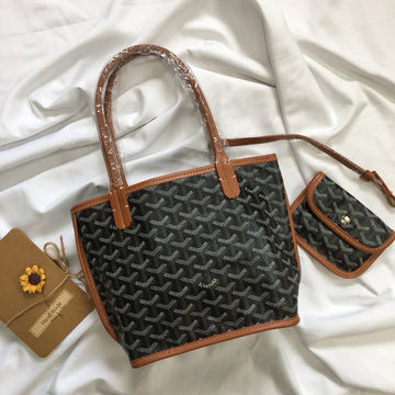 MINI HOBO BOHEME 38CM BLACK AND TAN CANVAS House Of Sarah