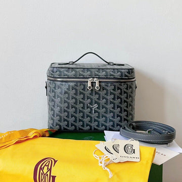 GOYA MAKEUP BOX BAG 20CM GREY CANVAS House Of Sarah Bags