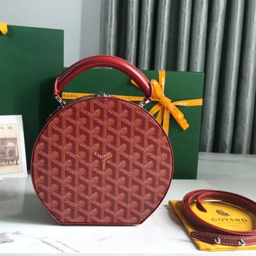 THE ALTO HATBOX TRUNK BAG 18CM RED CANVAS House Of Sarah