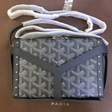 MINAUDIERE TRUNK BAG 17CM GREY CANVAS House Of Sarah Bags