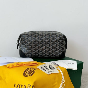 GOYA COSMETIC BAG 24CM BLACK CANVAS House Of Sarah Bags