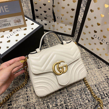 GG Marmont 21cm Mini Top White Calfskin Gold Hardware House Of Sarah