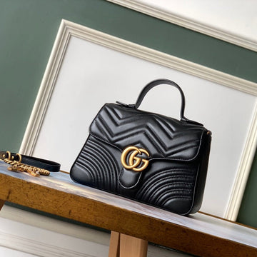 GG Marmont 26.5cm Black Calfskin Gold Hardware House Of Sarah Bags