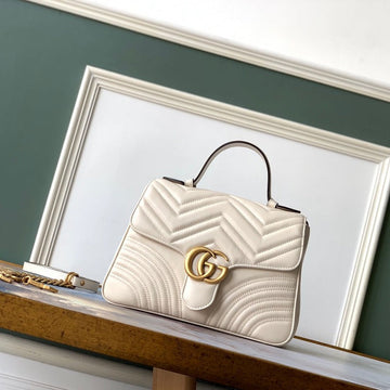 GG Marmont 26.5cm White Calfskin Gold Hardware House Of Sarah