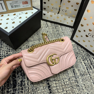 GG Marmont 22cm Pink Calfskin Gold Hardware House Of Sarah