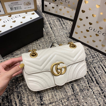 GG Marmont 22cm White Calfskin Gold Hardware House Of Sarah