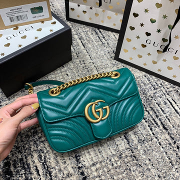 GG Marmont 22cm Turquoise Calfskin Gold Hardware by House Of Sarah