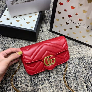 GG Marmont Mini 16.5cm Red Calfskin Gold Hardware by House Of Sarah