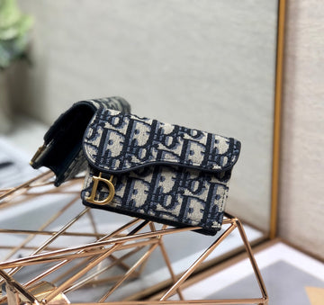CD Saddle Wallet 10.5cm Blue Obique Embroidery House Of Sarah