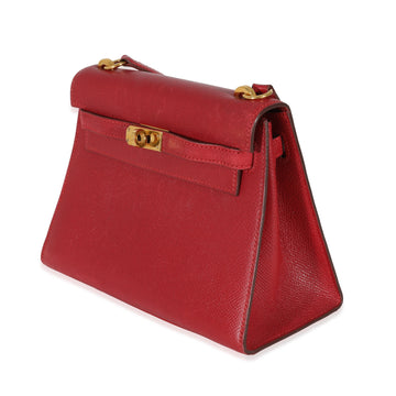 Hermes   Rouge Vif Courchevel Mini Sellier Shoulder Kelly 20 GHW